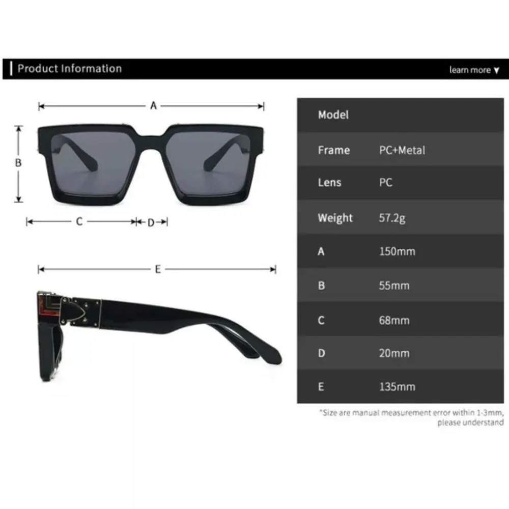 Luxury Brand Designer Square Sunglasses For Men Women